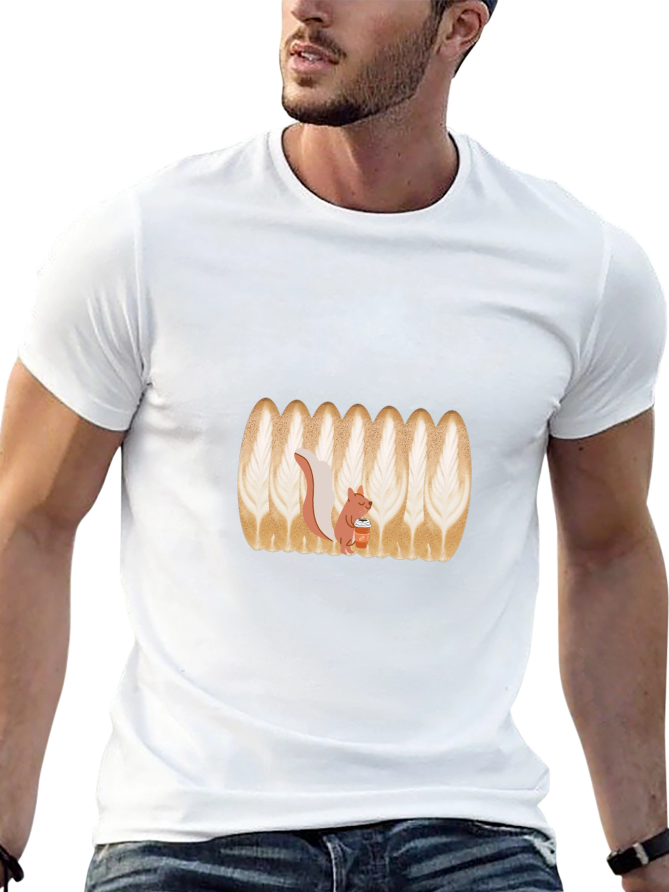 Squirrel Latte Art Black T-Shirt