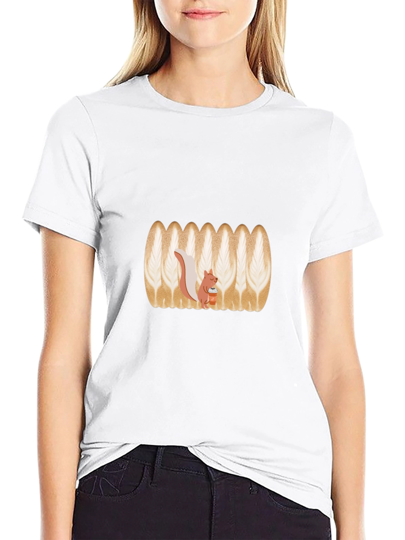 Squirrel Latte Art Black T-Shirt