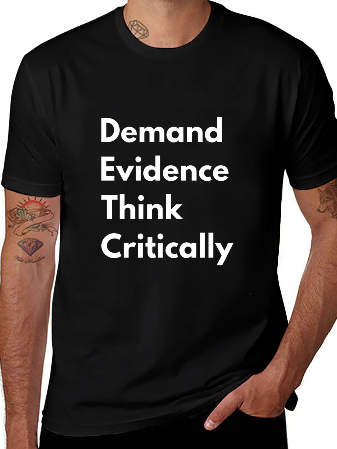 Demand Evidence Think Critically Graphic Tee - Black