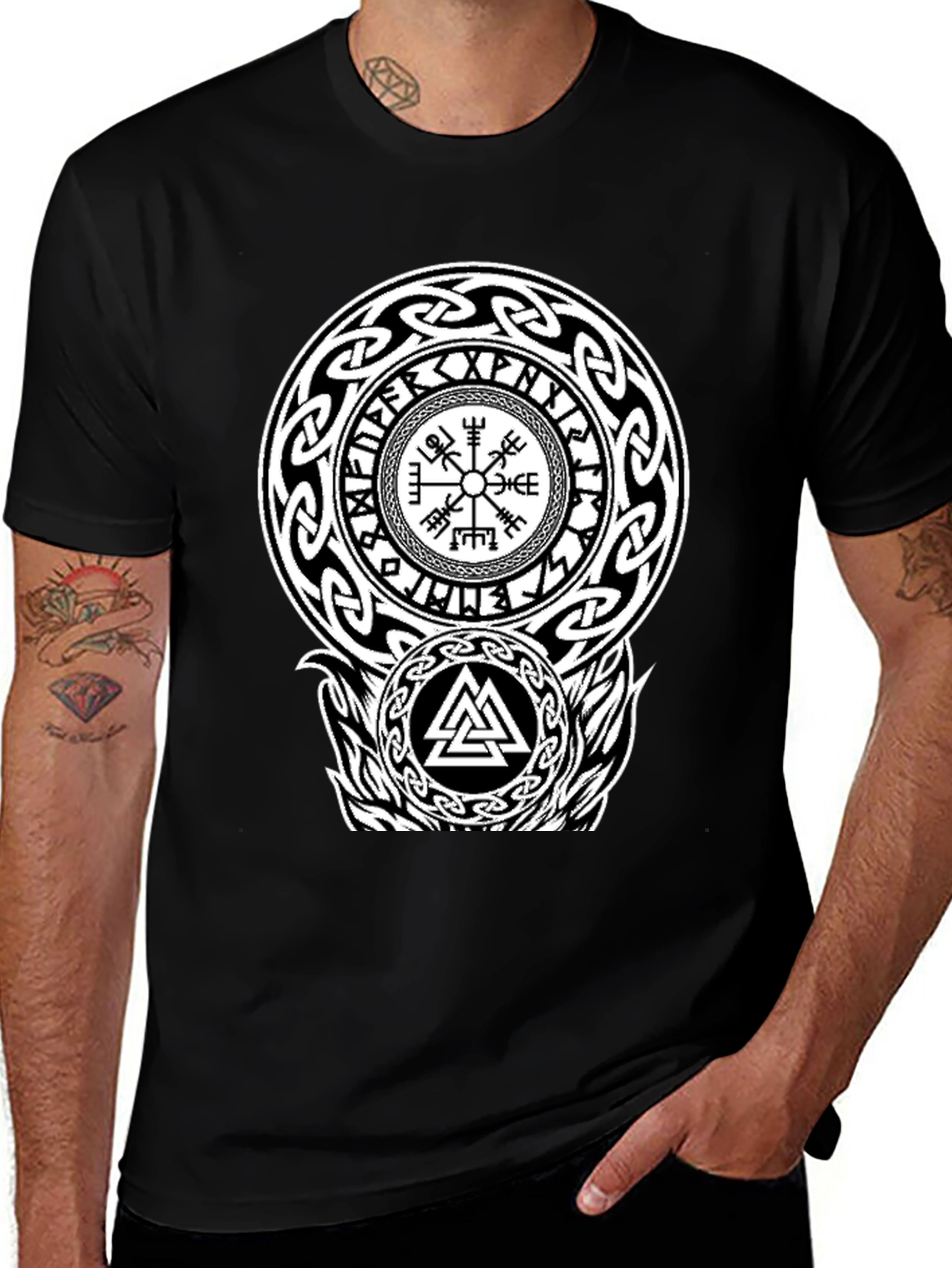 Viking Symbol Graphic Print T-Shirt
