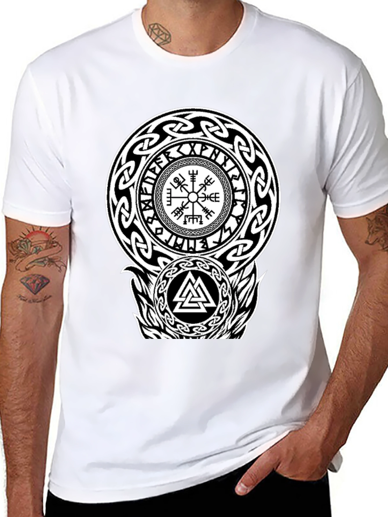 Viking Symbol Graphic Print T-Shirt