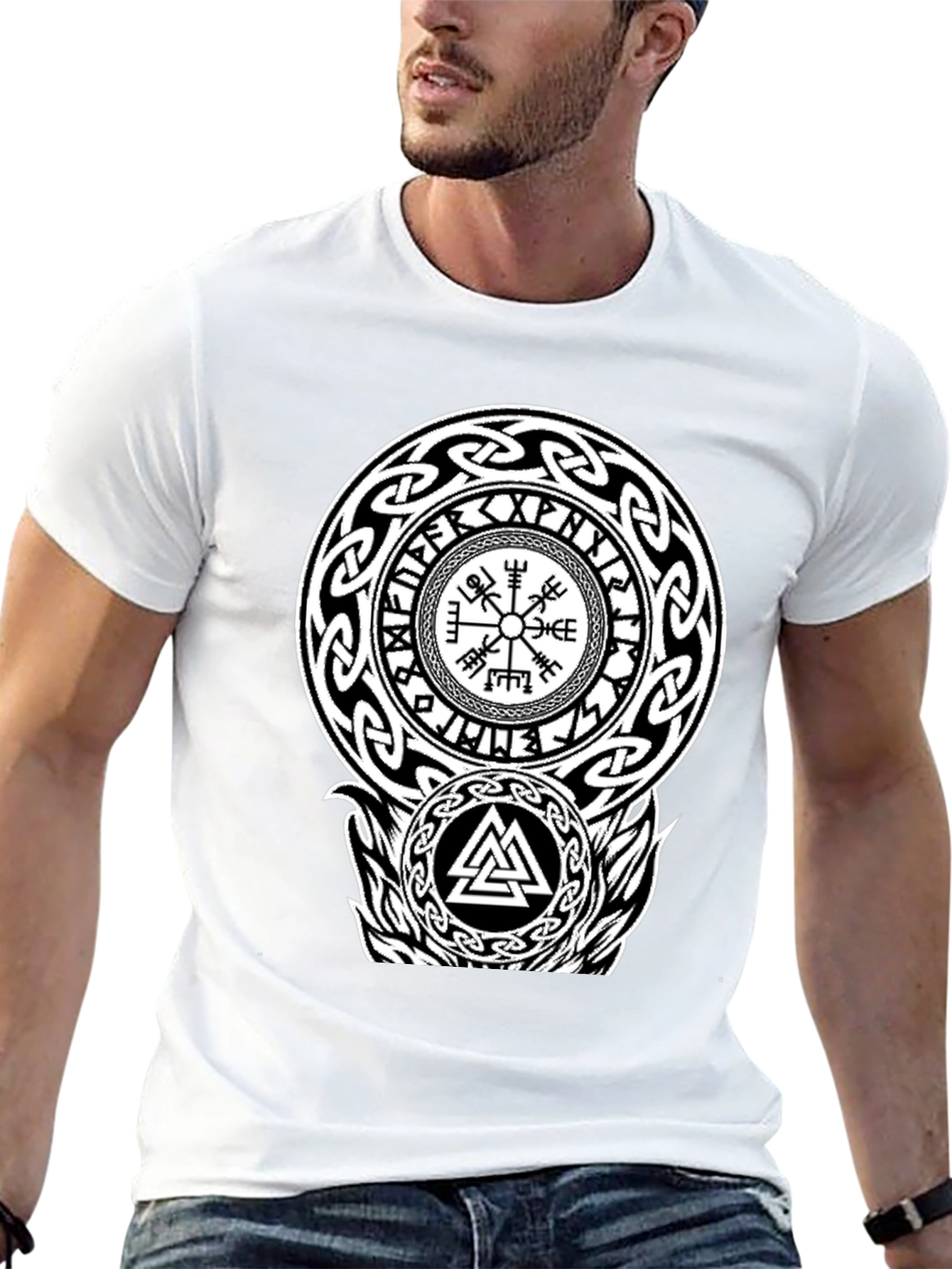 Viking Symbol Graphic Print T-Shirt
