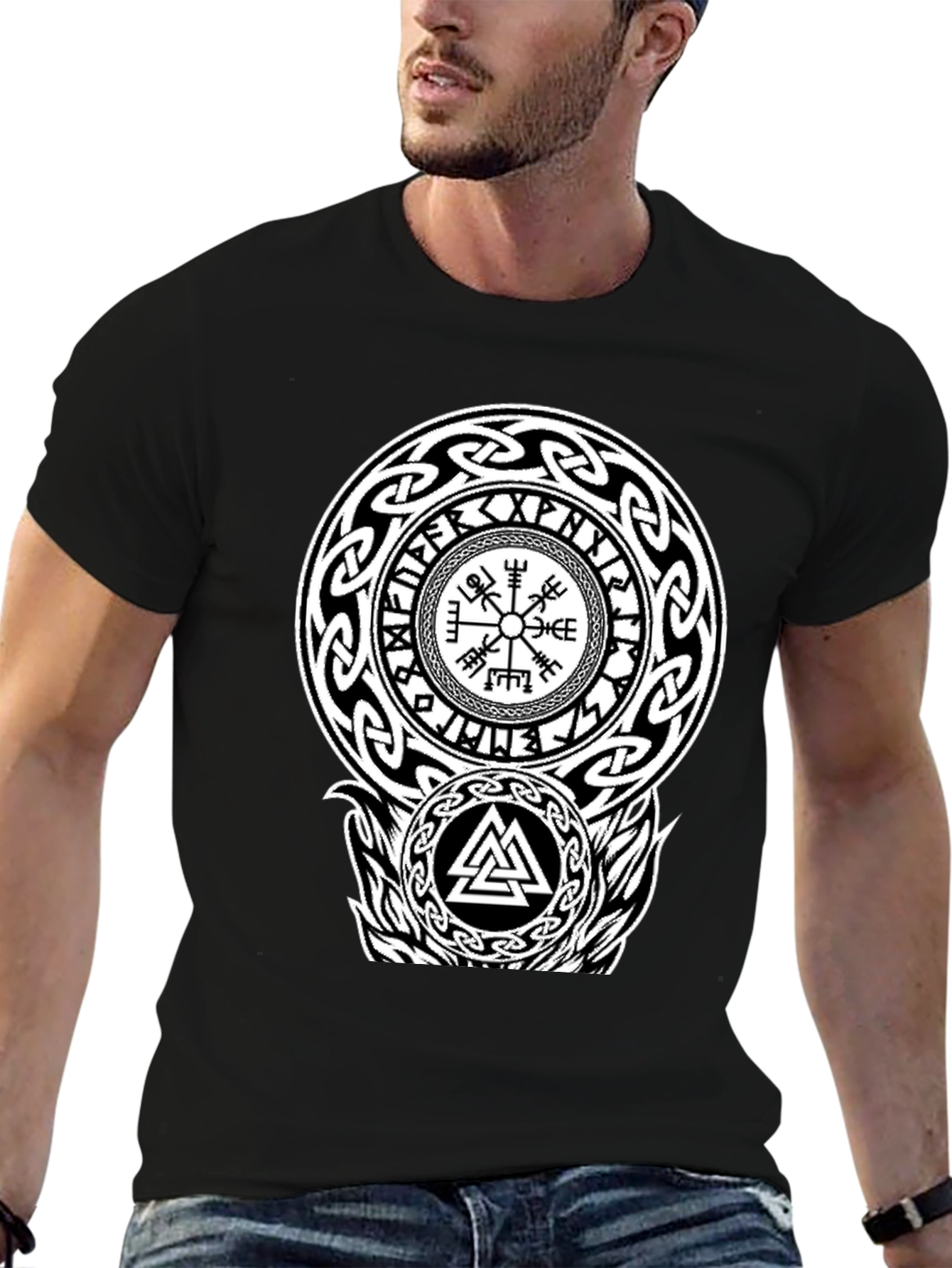 Viking Symbol Graphic Print T-Shirt