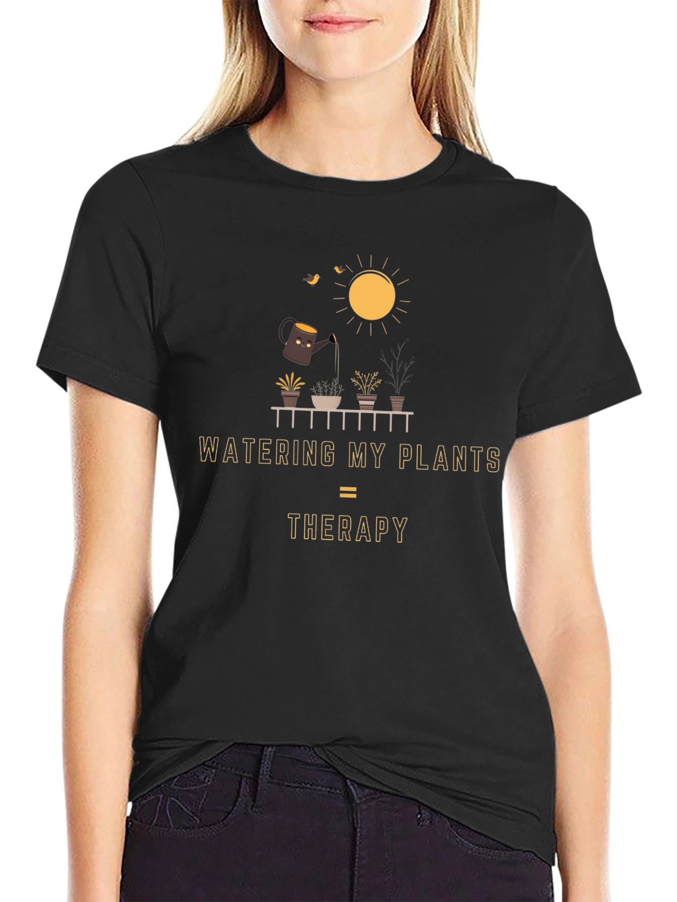 Watering Plants Therapy Graphic Tee - Unisex Gardening Shirt