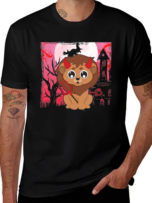 Halloween Devil Lion Graphic Tee