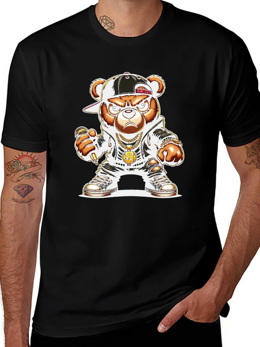 Hip Hop Bear Graphic Tee - Black T-Shirt