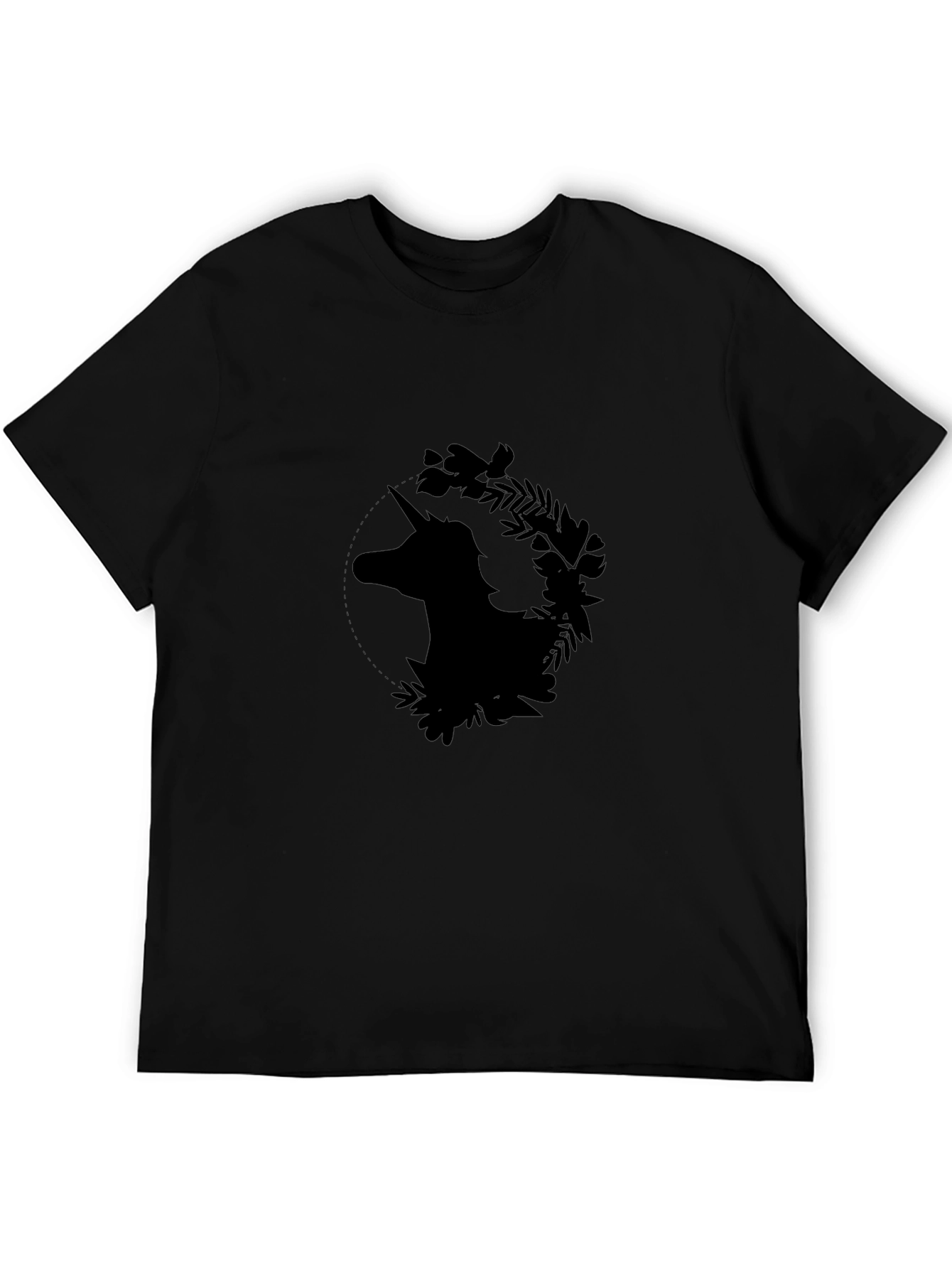 Unicorn Floral Graphic Black T-Shirt