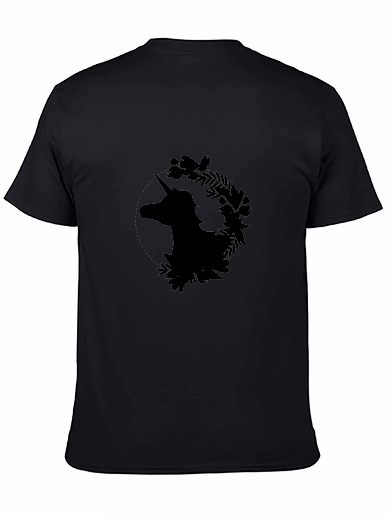 Unicorn Floral Graphic Black T-Shirt