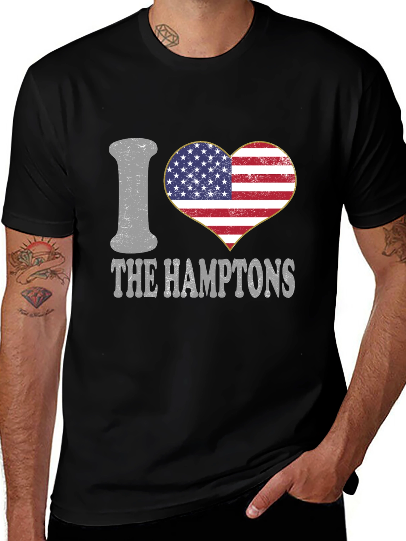 I Heart The Hamptons USA Flag T-Shirt