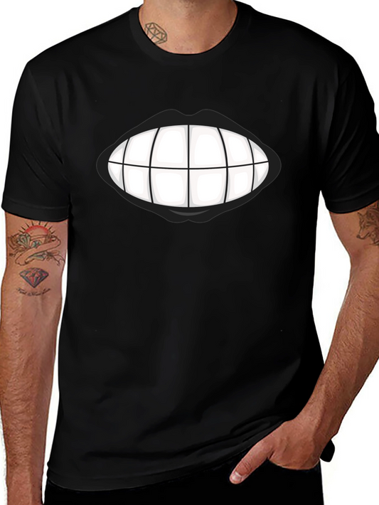 Grinning Teeth Graphic Tee - Bold Black T-Shirt