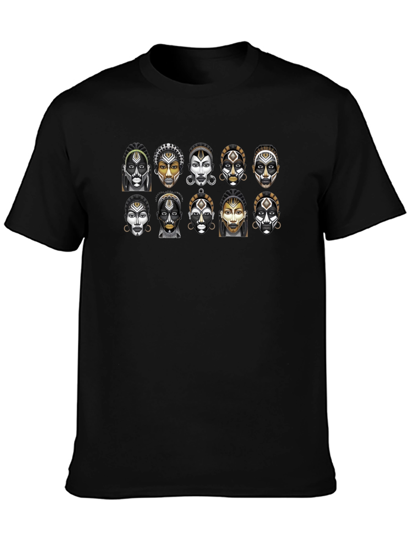 Tribal Faces Graphic T-Shirt