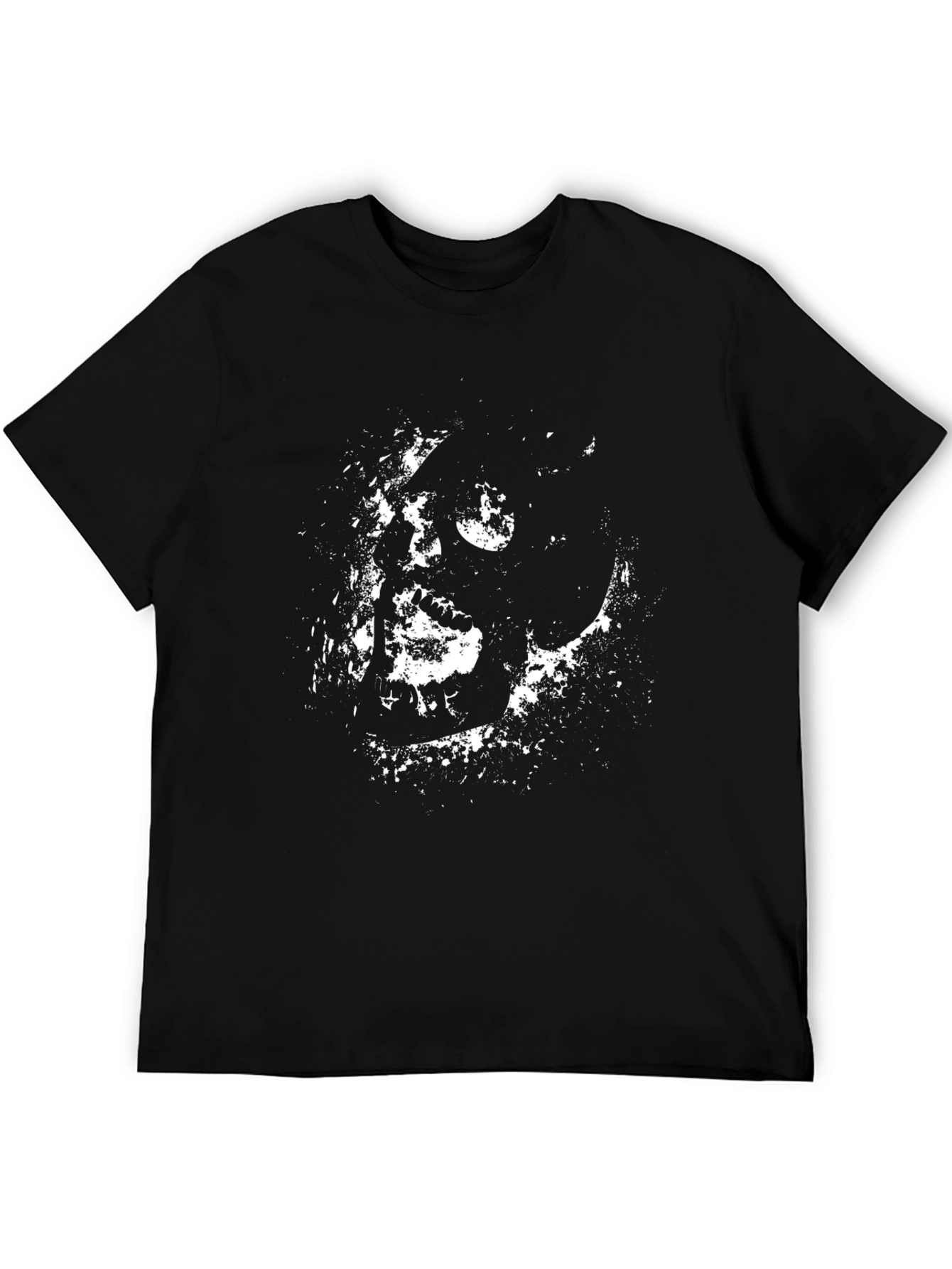 Graphic Skull Print Black T-Shirt - Grunge Style