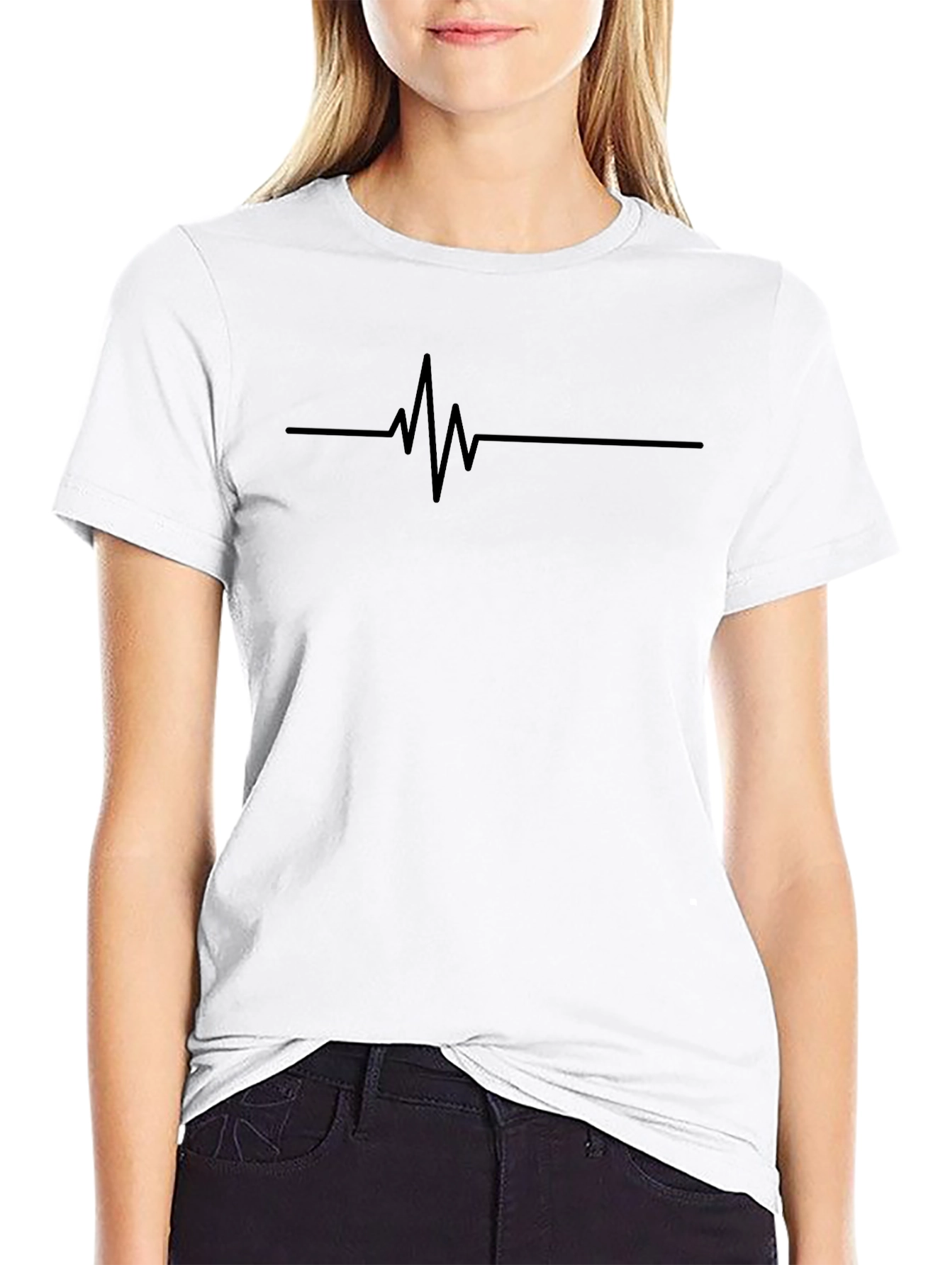 Heartbeat Line Graphic Tee - Black