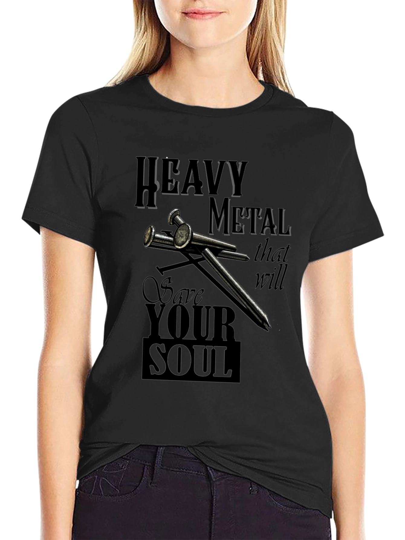 Heavy Metal Save Your Soul Black Graphic T-Shirt