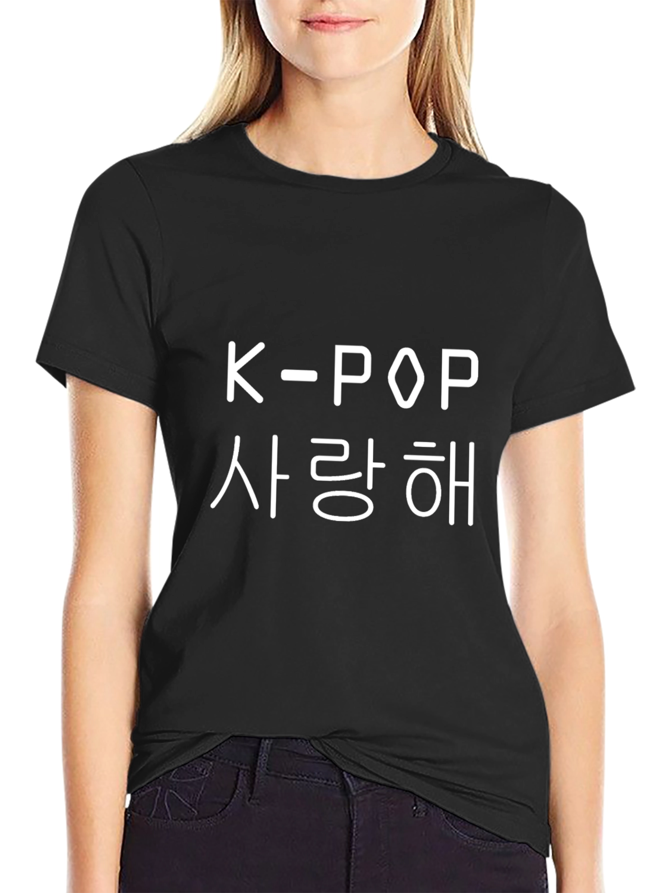 K-Pop Saranghae Black T-Shirt