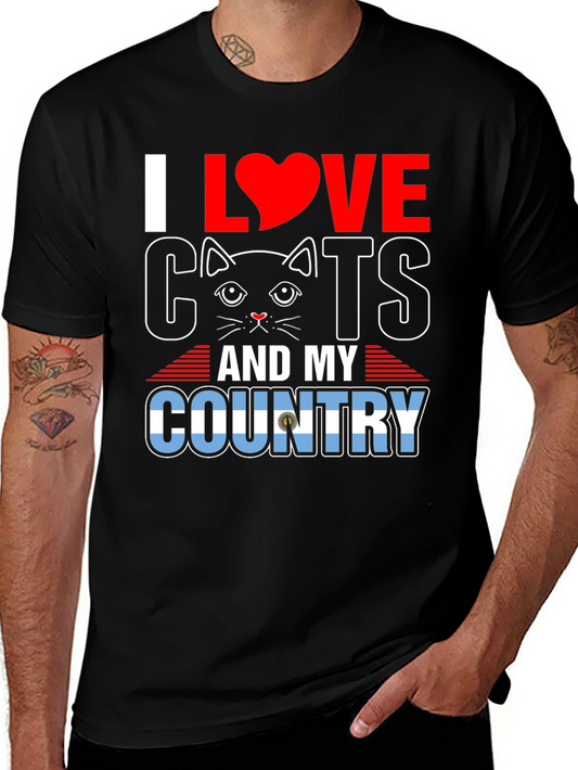 I Love Cats & My Country T-Shirt - Argentina Pride