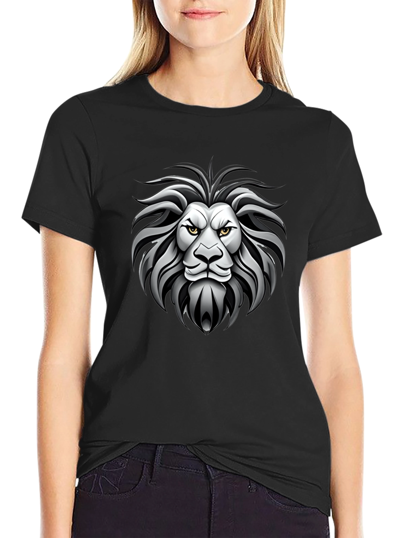 Lion Head Graphic Black T-Shirt