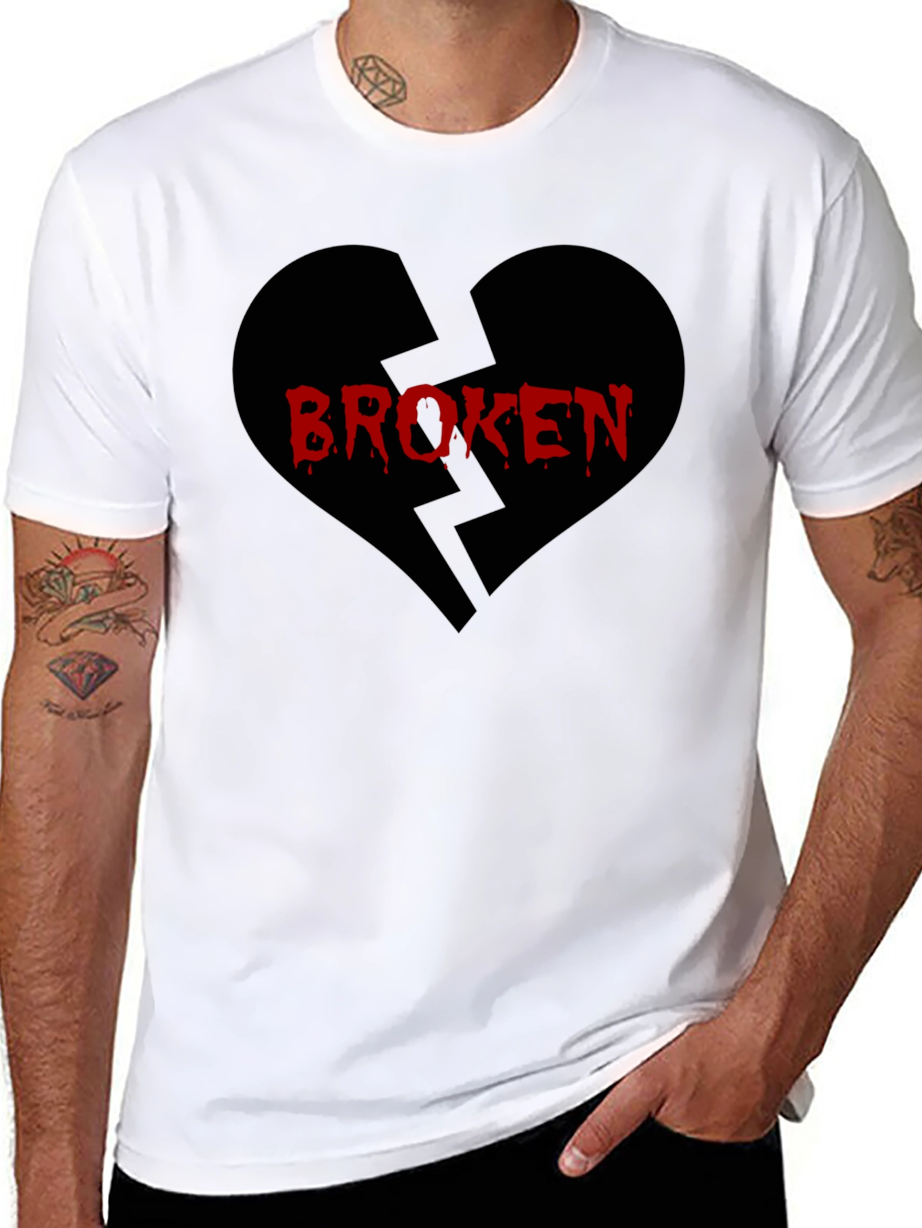 Broken Heart Graphic T-Shirt - Black