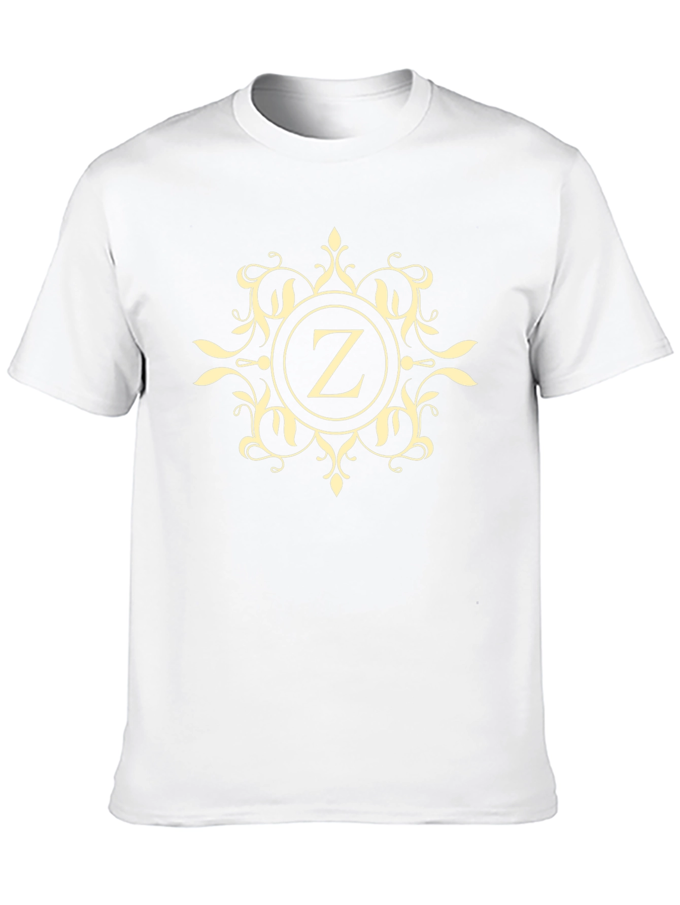 Monogrammed Z Black T-Shirt - Elegant Floral Design