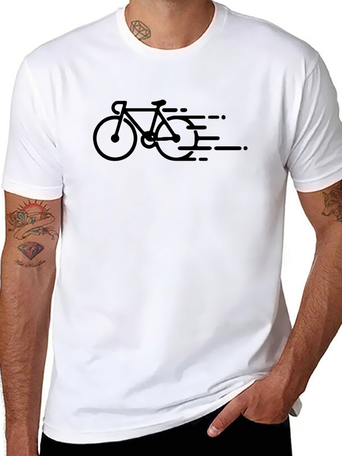 Speeding Bicycle Graphic Tee - Black Cotton