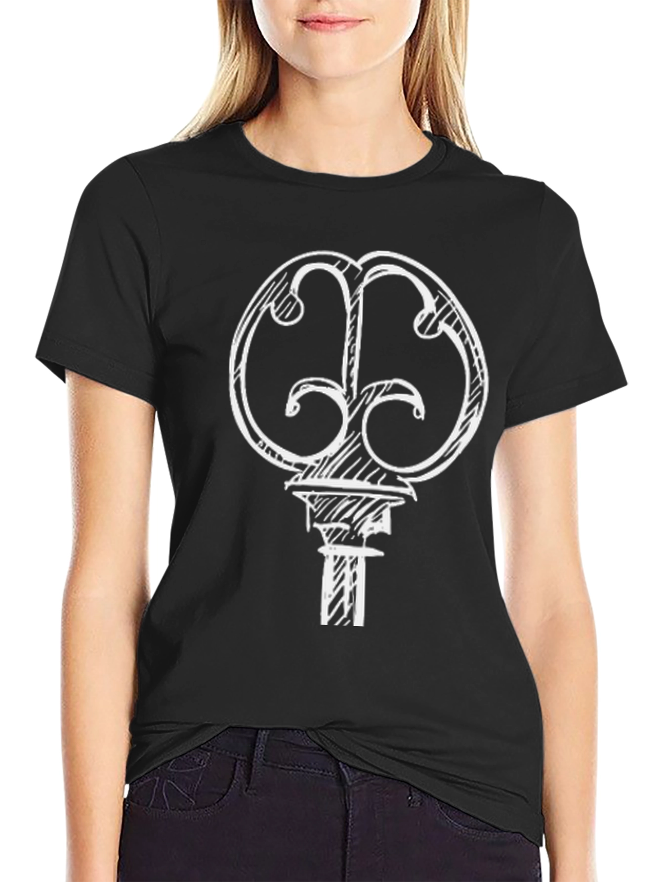 Abstract Key Graphic T-Shirt - Black