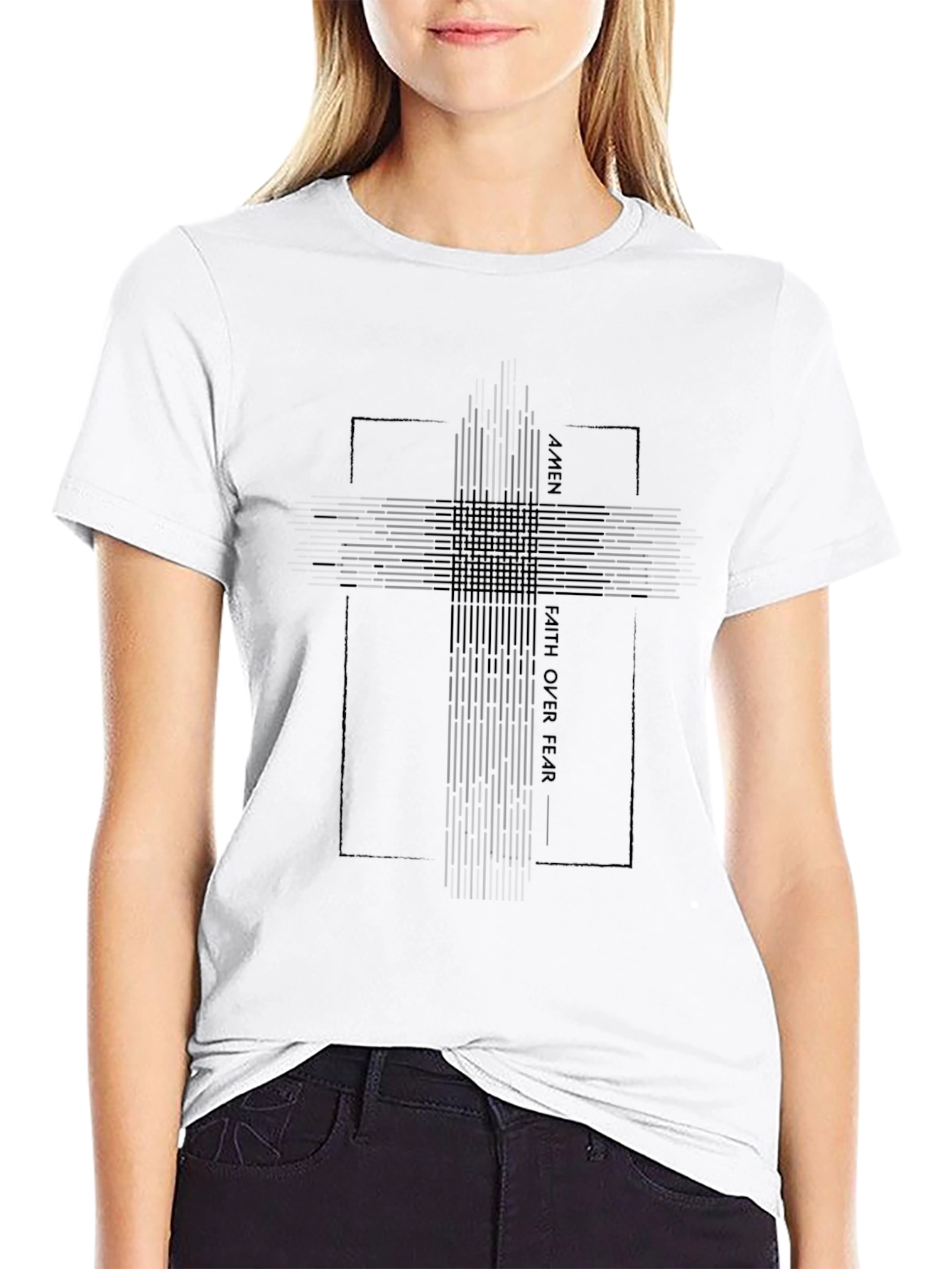 Faith Over Fear Graphic Print Black T-Shirt