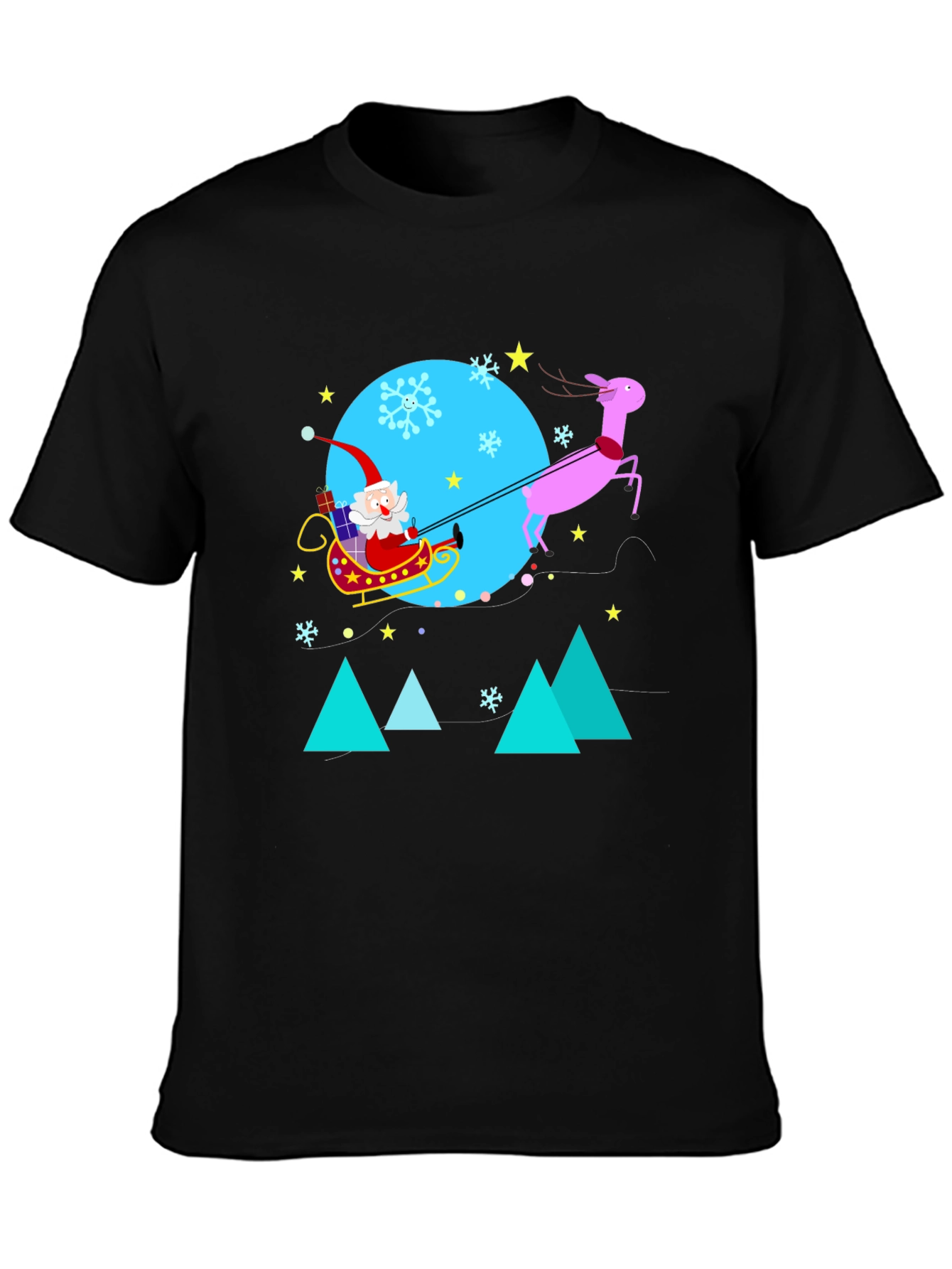 Festive Holiday T-Shirt - Santa & Reindeer