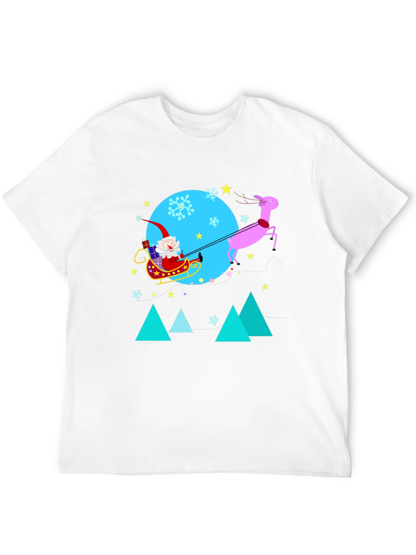 Festive Holiday T-Shirt - Santa & Reindeer