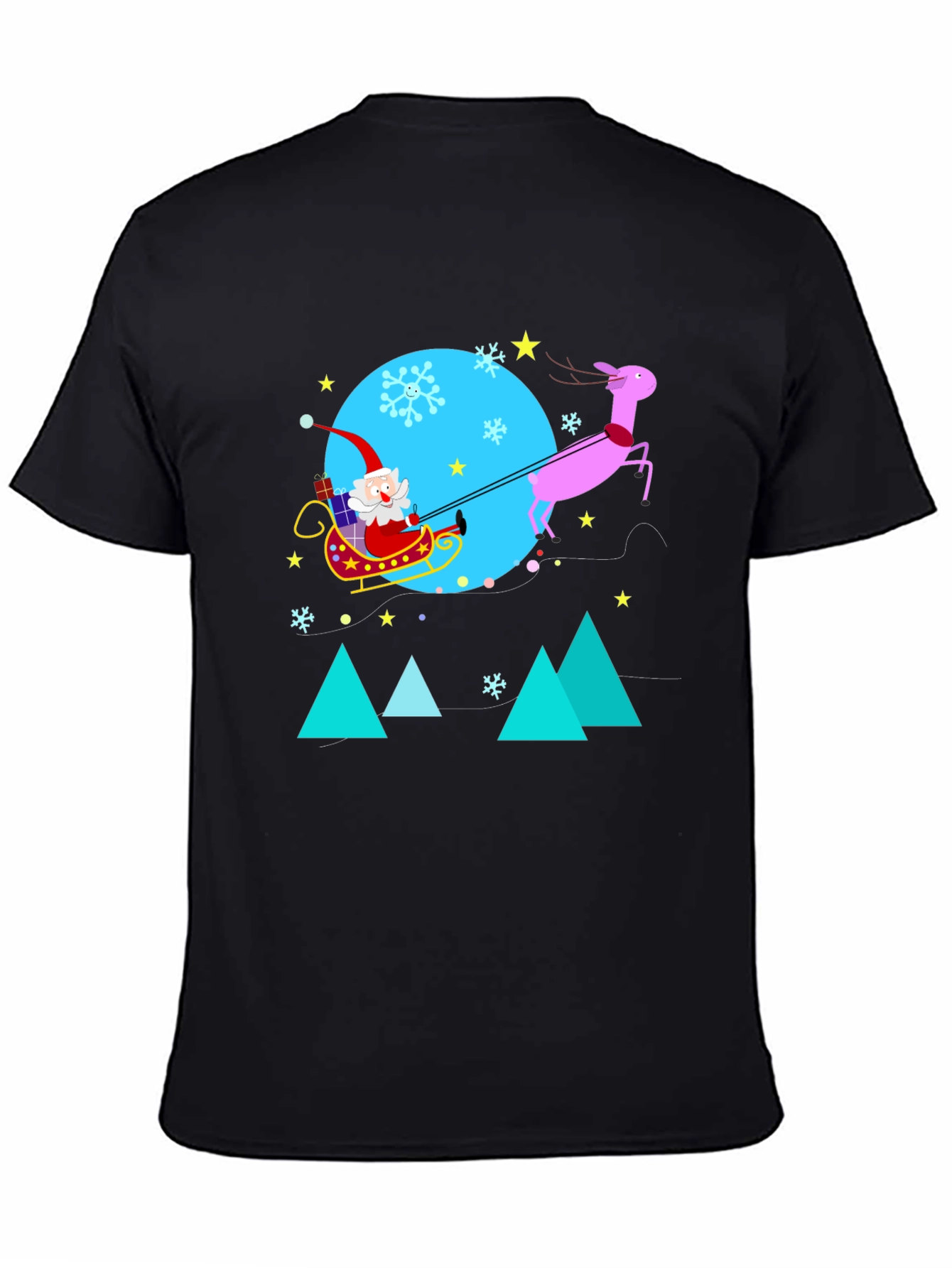 Festive Holiday T-Shirt - Santa & Reindeer