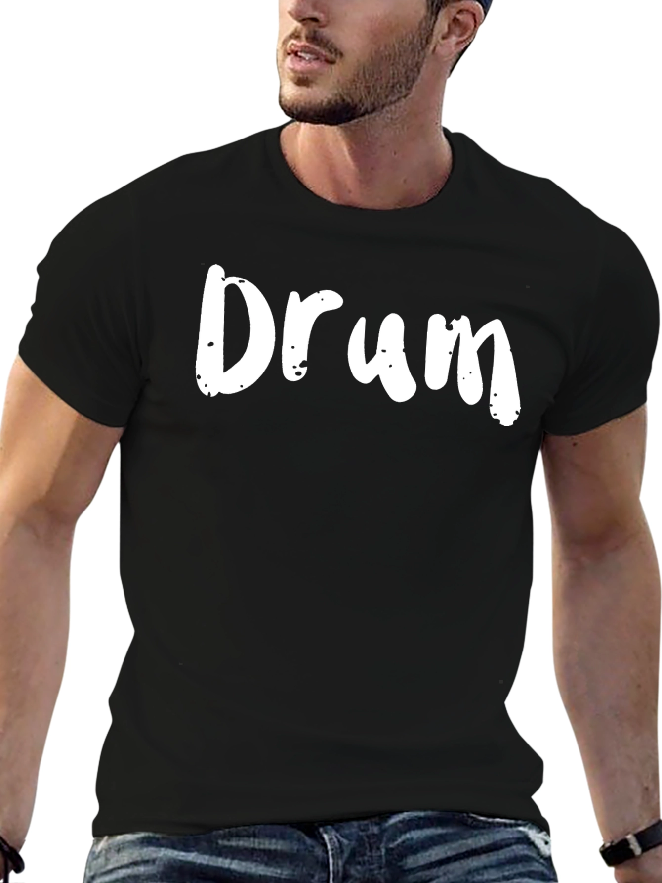 Drum T-Shirt - Black Crew Neck Tee