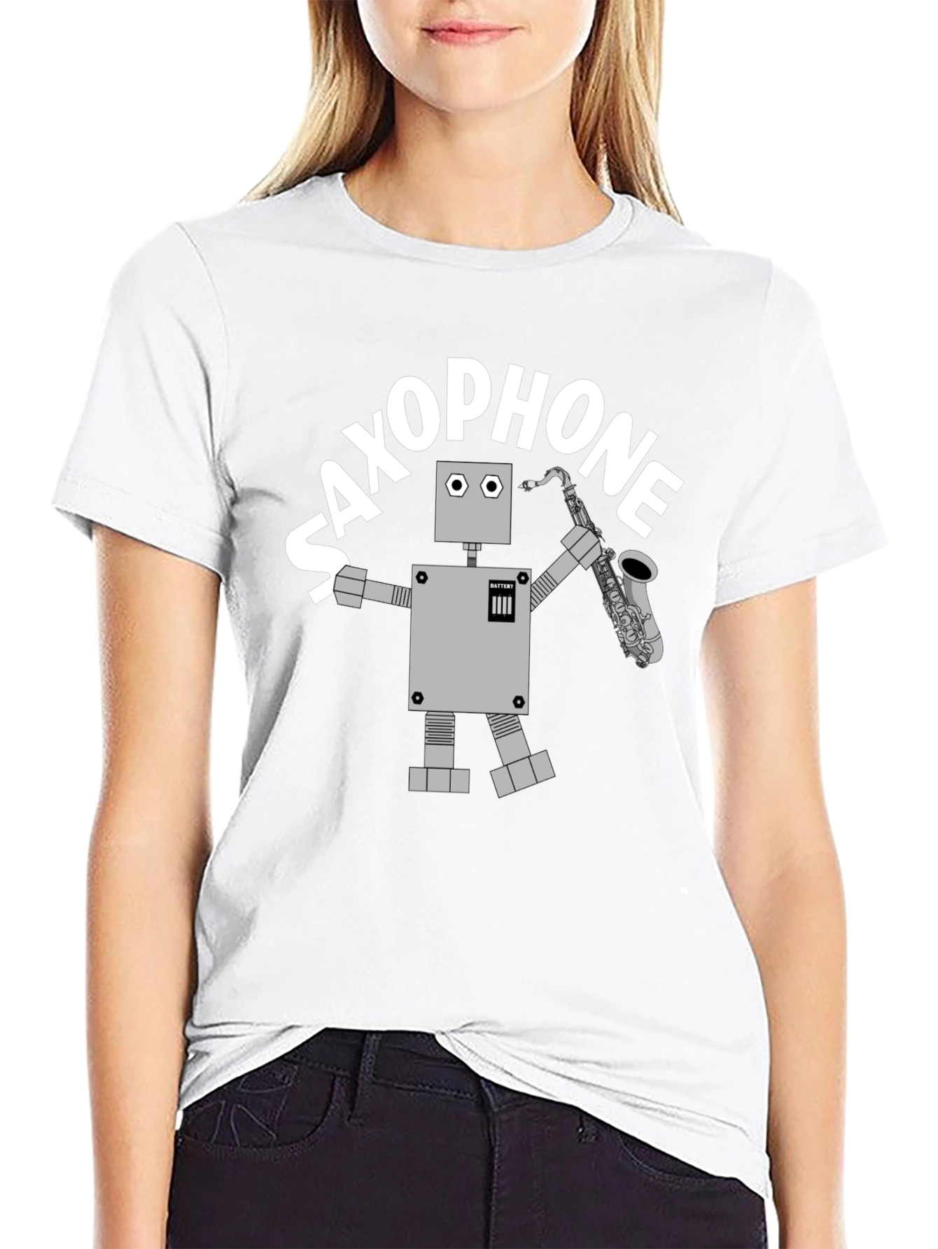 Saxophone Robot T-Shirt - Cool Graphic Tee
