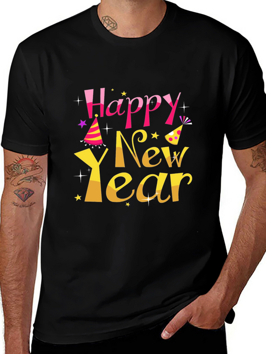Happy New Year Graphic Print T-Shirt