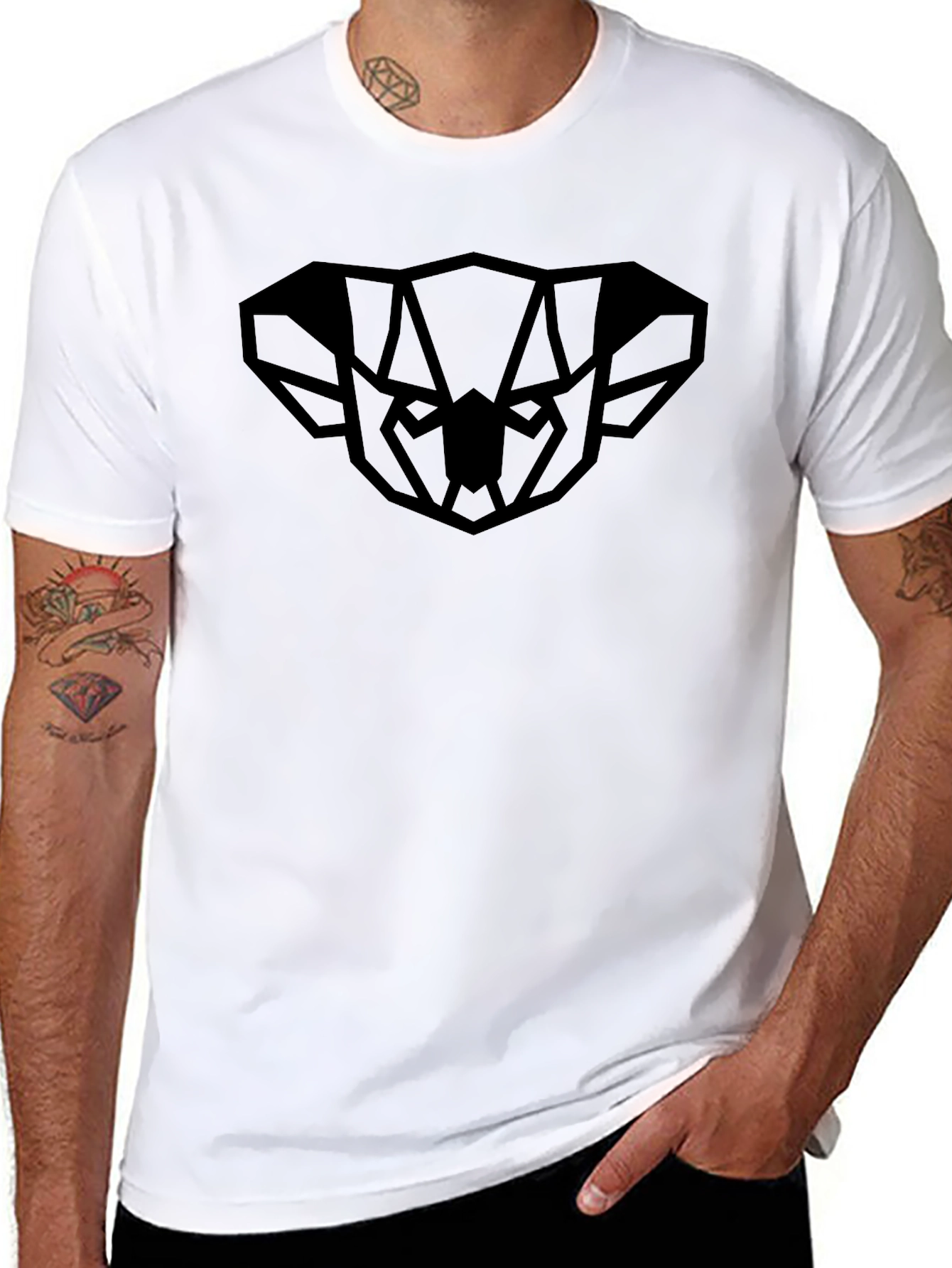Geometric Koala Graphic Tee - Modern Black T-Shirt