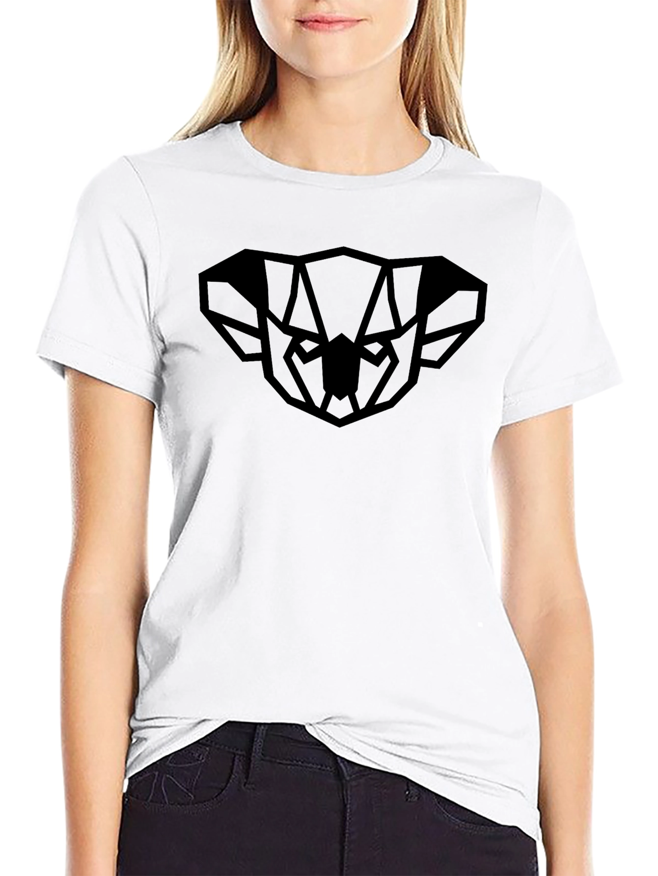 Geometric Koala Graphic Tee - Modern Black T-Shirt