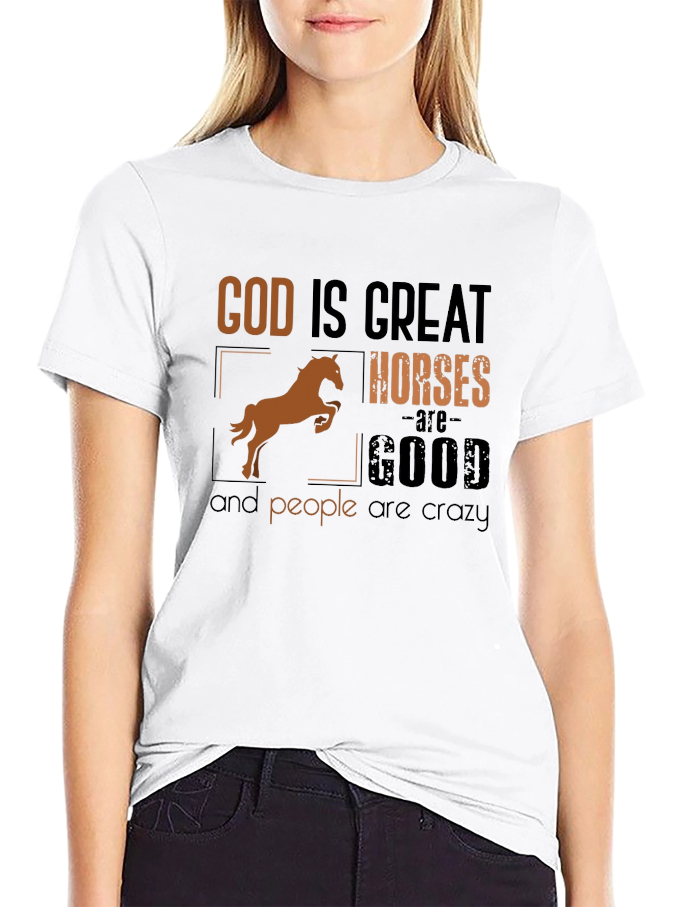 God Is Great Horses Are Good Funny T-Shirt