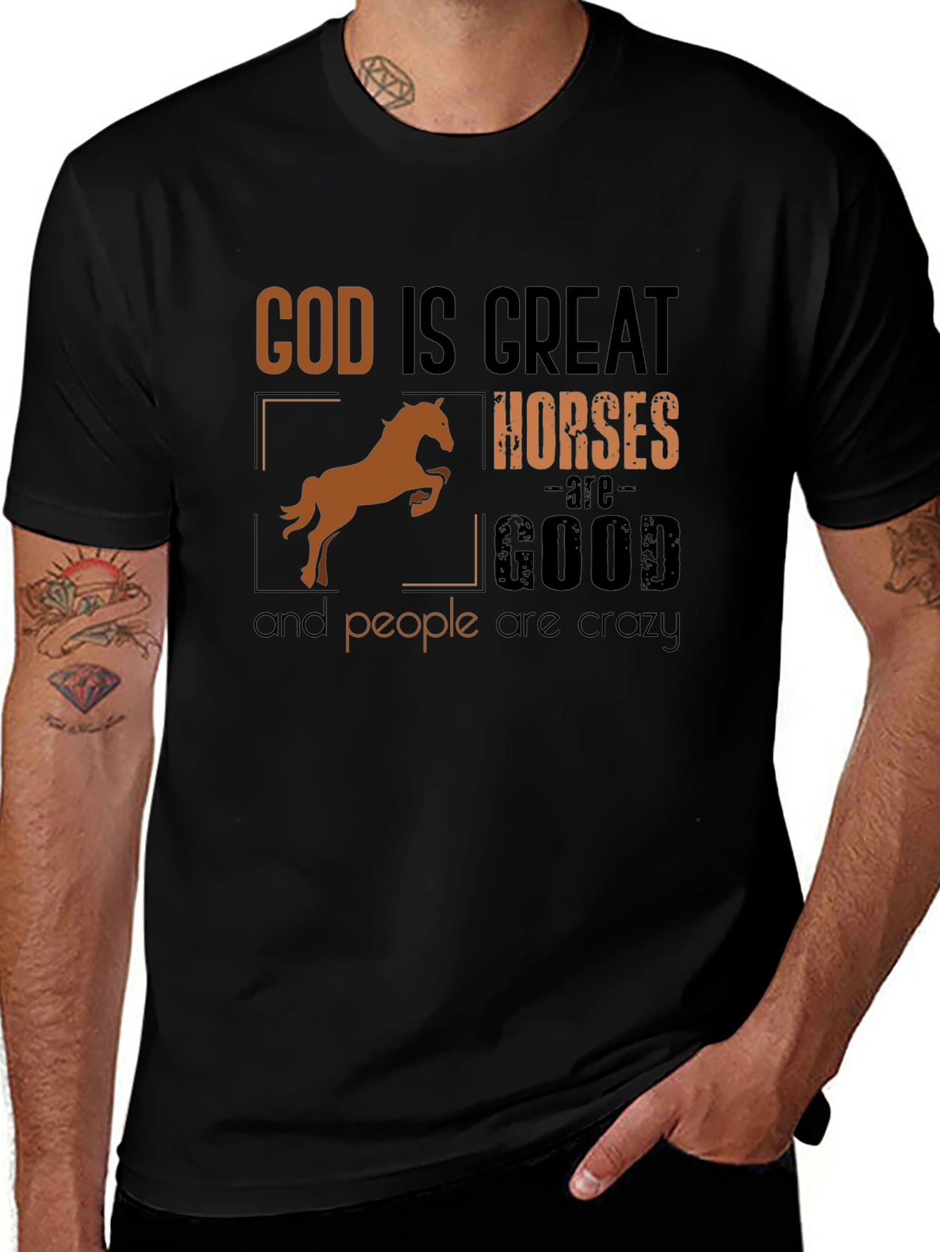 God Is Great Horses Are Good Funny T-Shirt
