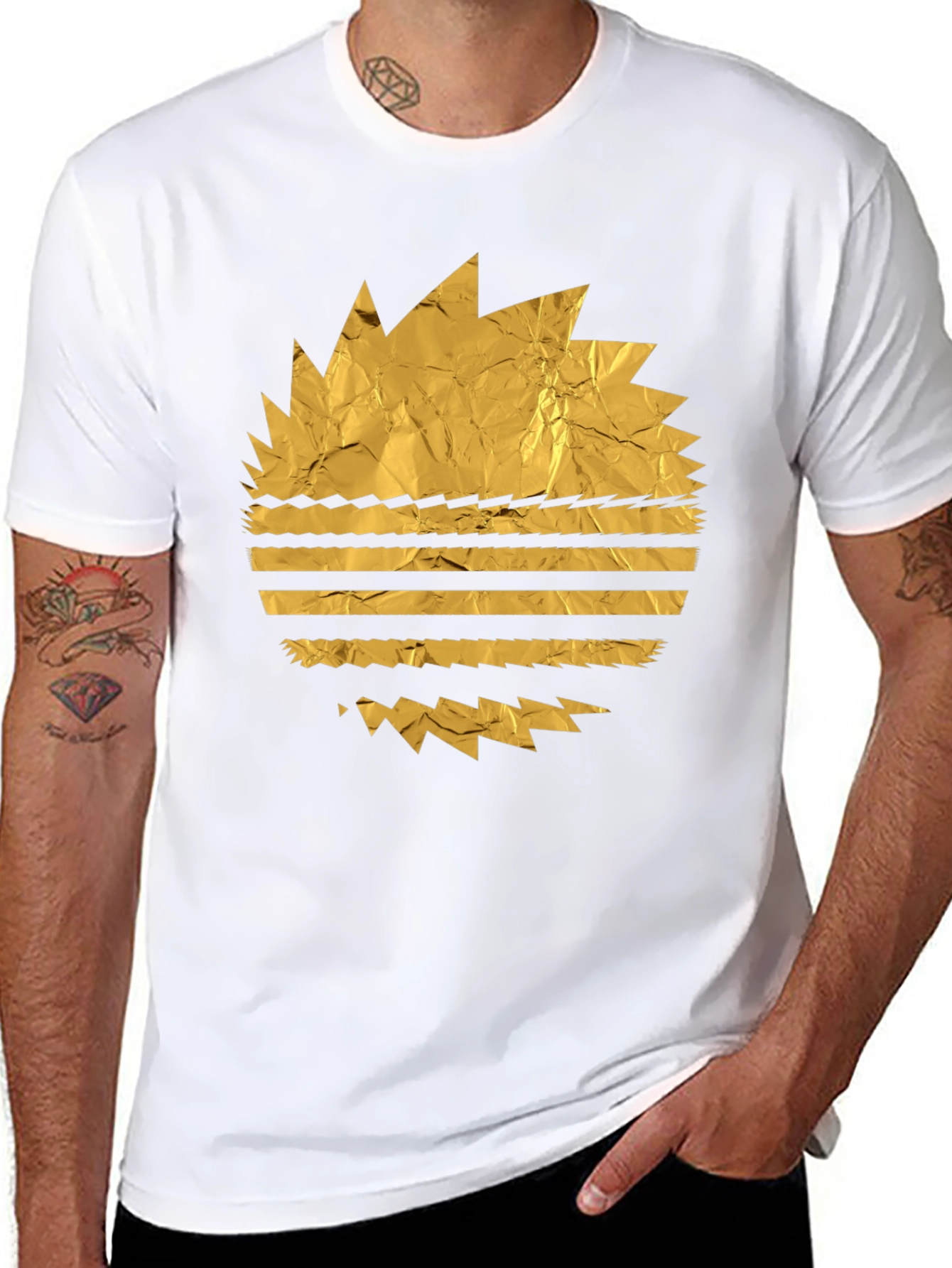 Retro Golden Foil Graphic Black Tee