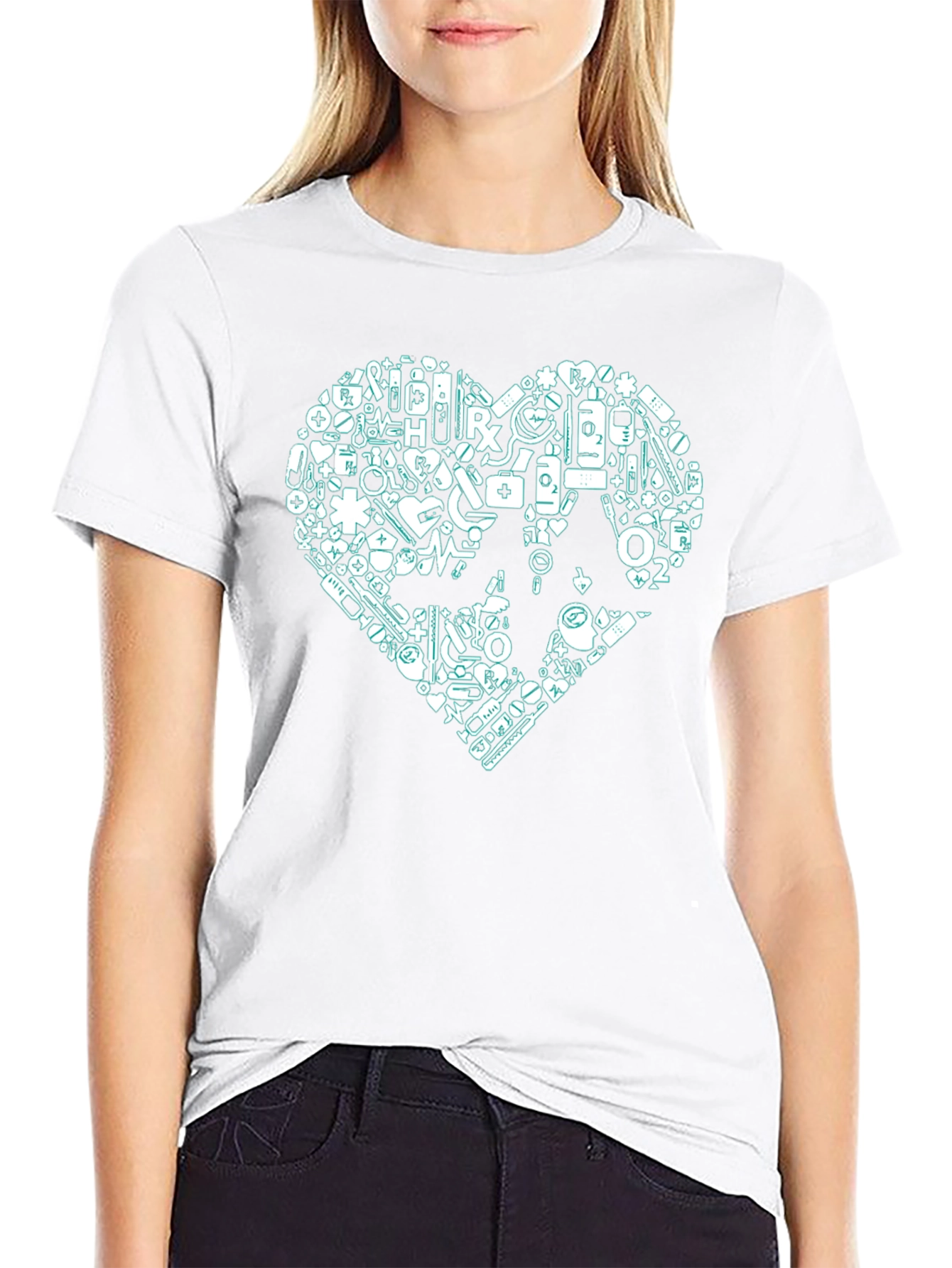Medical Heartbeat Graphic Black T-Shirt