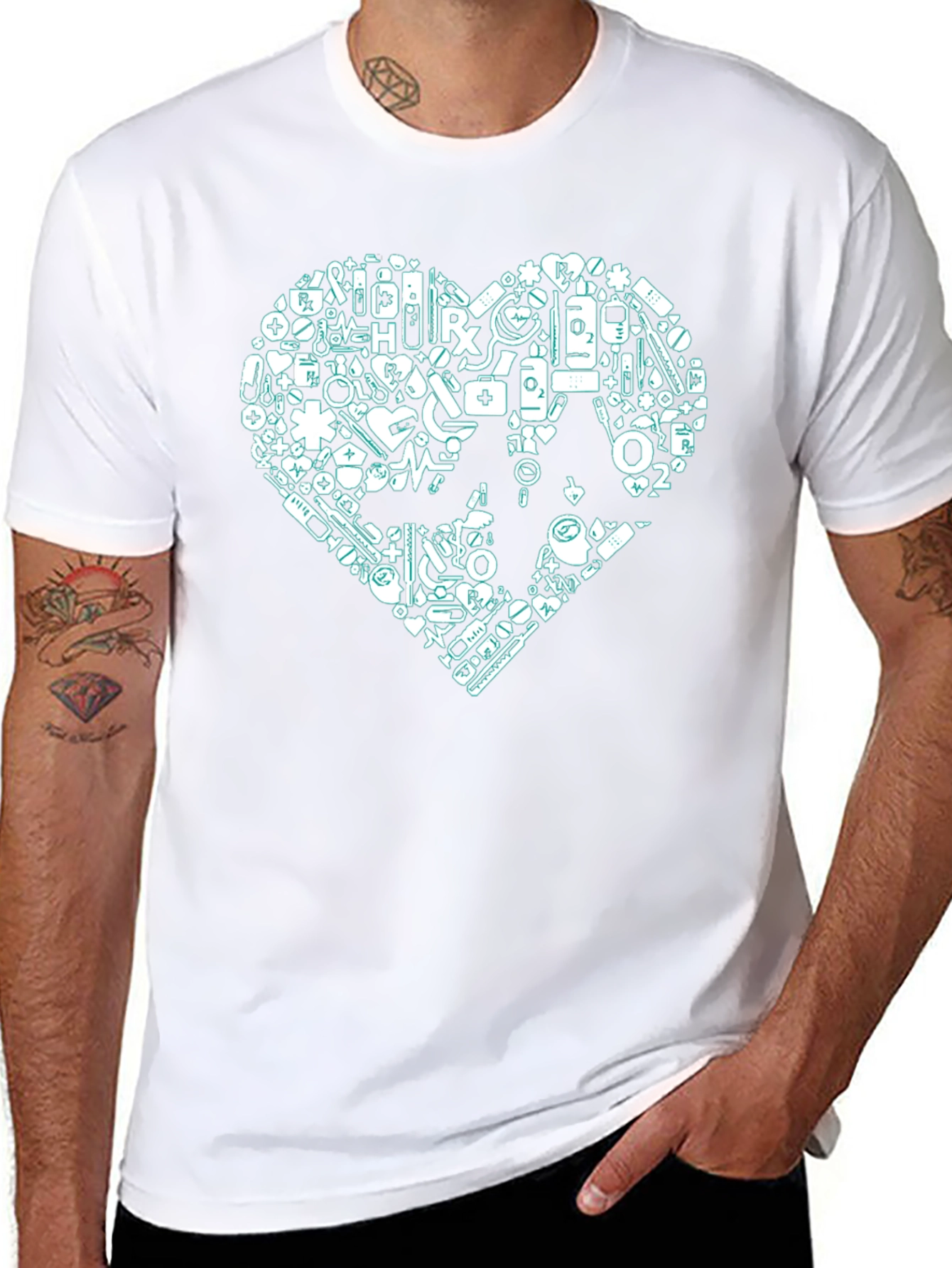 Medical Heartbeat Graphic Black T-Shirt