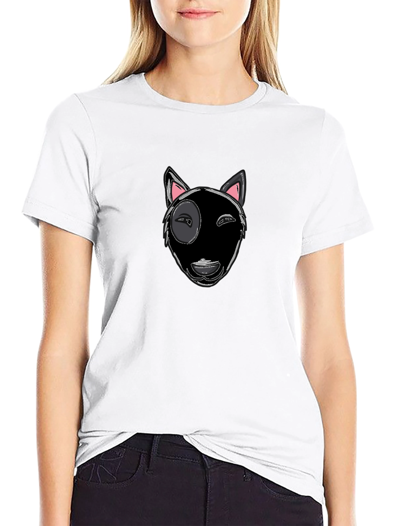 Bull Terrier Dog Graphic Tee - Black Cotton Shirt