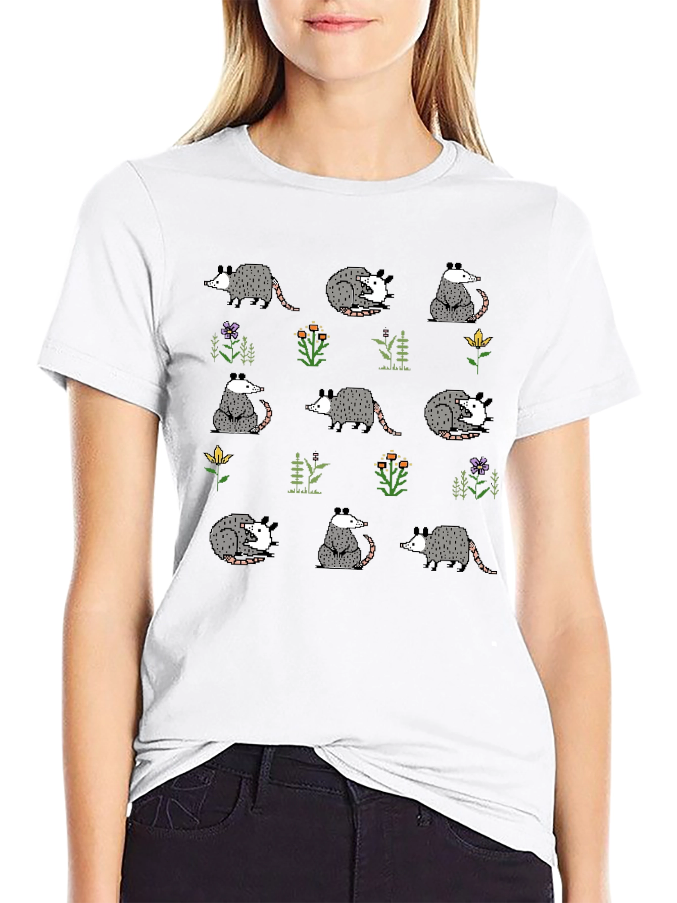 Opossum Pattern T-Shirt - Cute Animal Tee