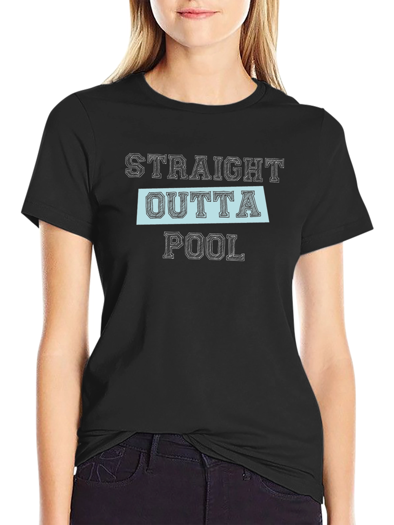 Straight Outta Pool Black Graphic Tee