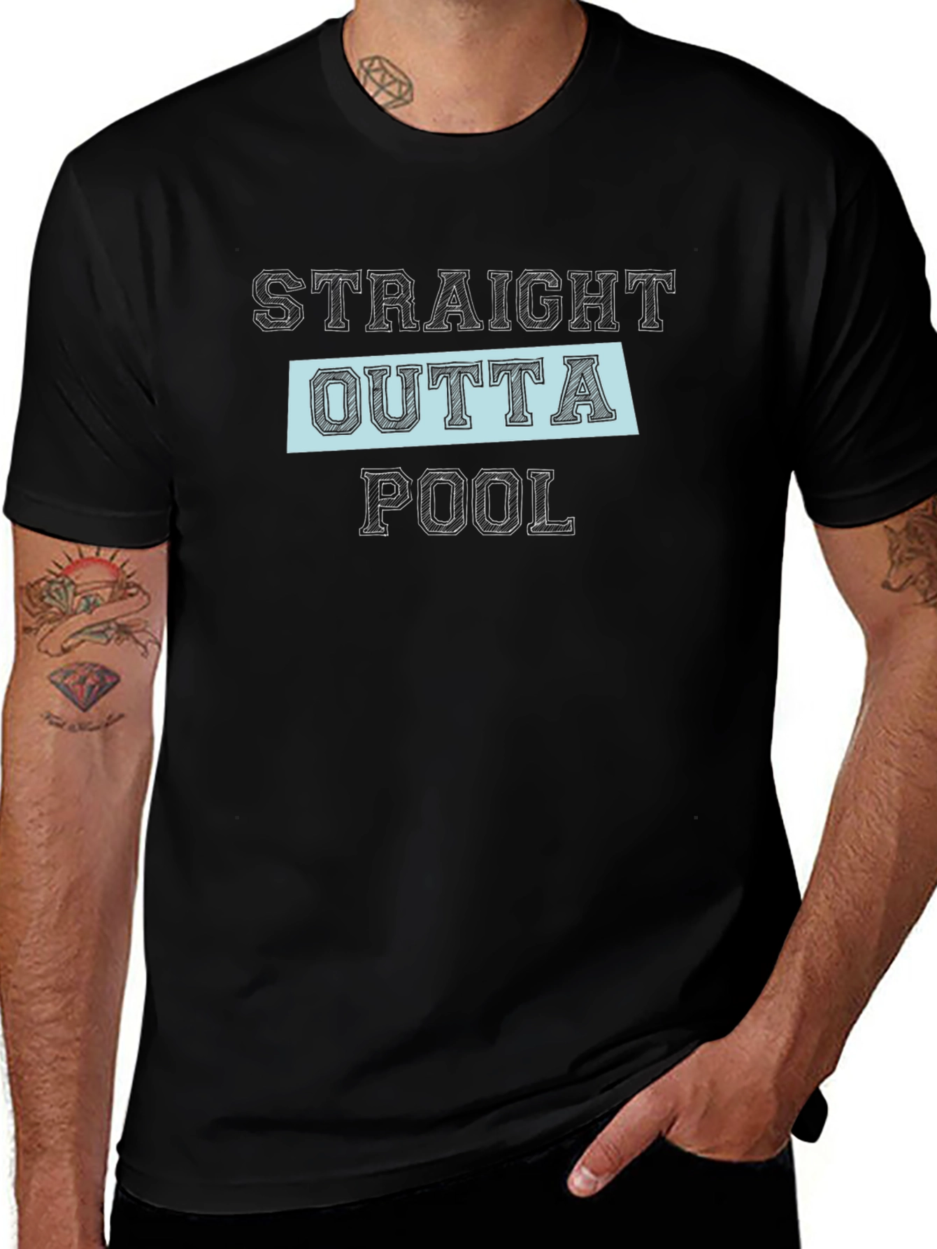 Straight Outta Pool Black Graphic Tee