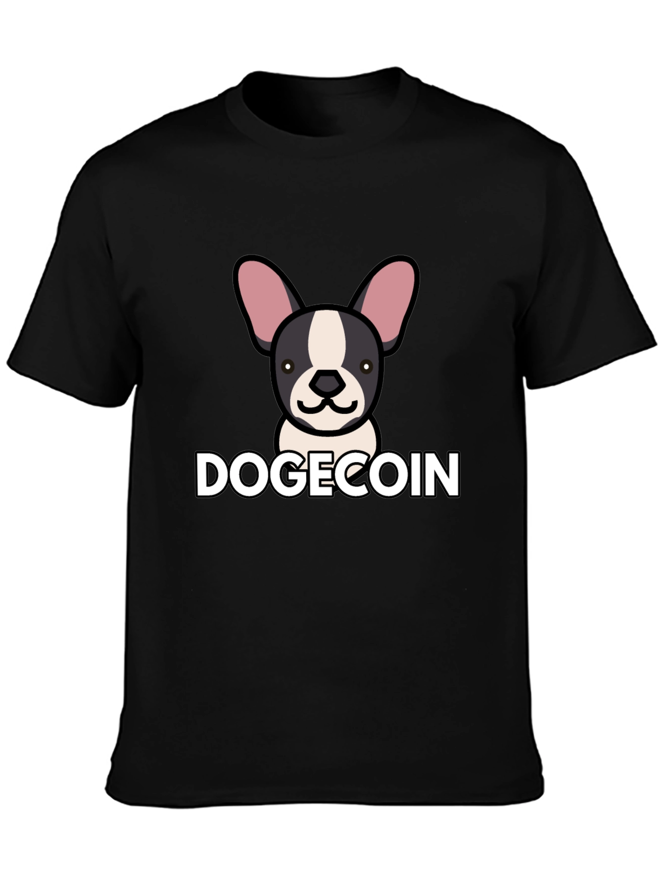 Dogecoin French Bulldog Graphic T-Shirt - Black