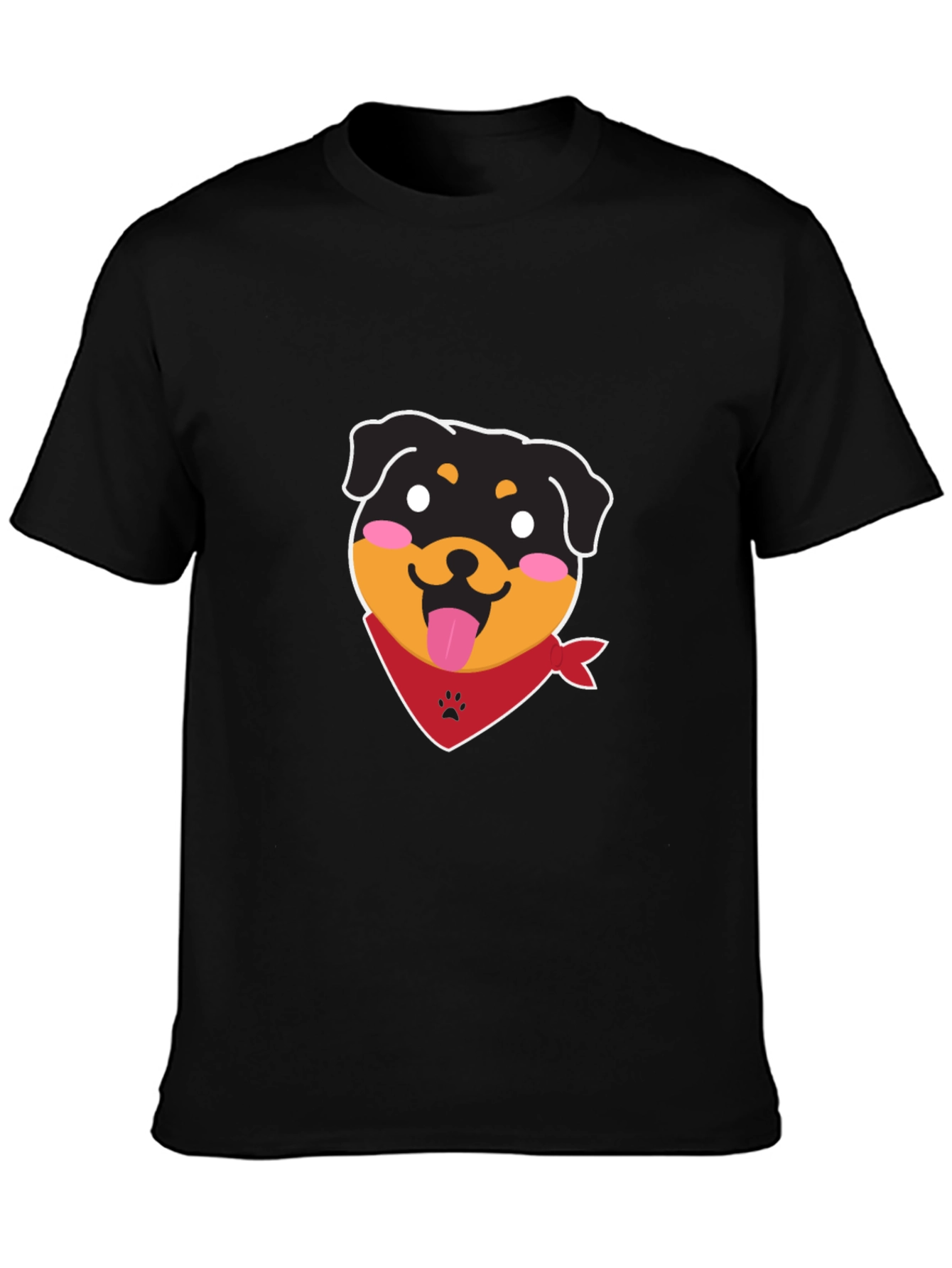 Cute Rottweiler Graphic Tee - Black Cotton Blend