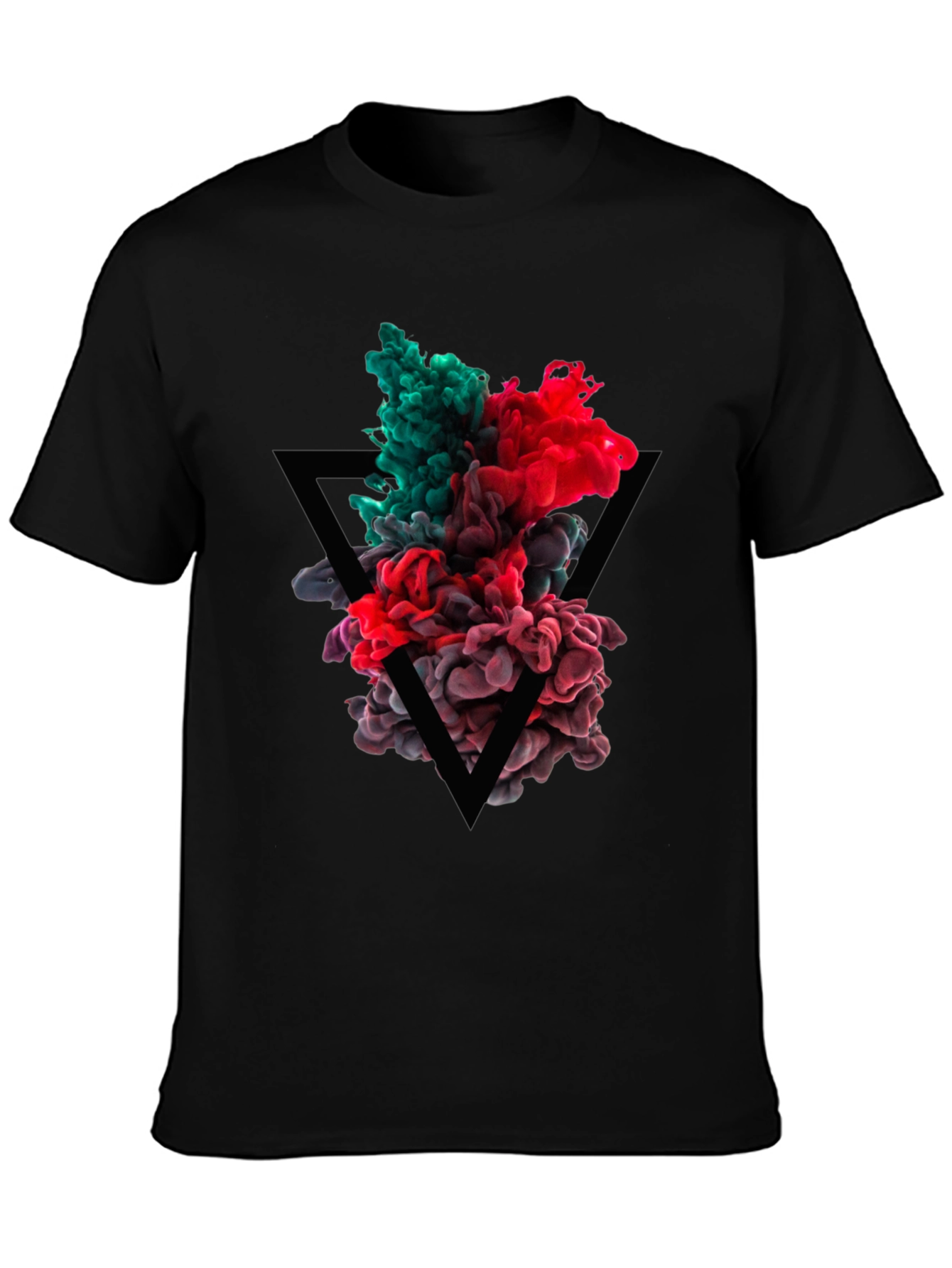 Abstract Ink Triangle Graphic Tee - Black