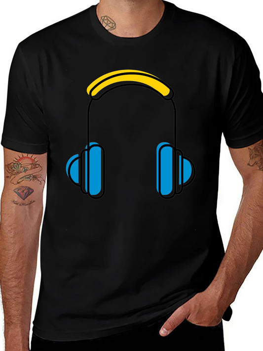 Headphones Graphic Black Tee