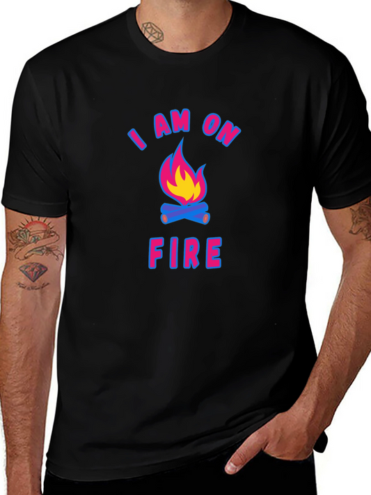 I Am On Fire Graphic Tee - Black Cotton T-Shirt