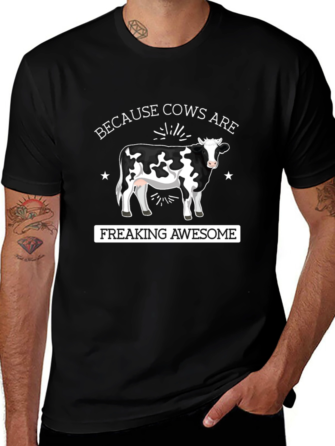 Cows are Awesome Graphic Tee - Black