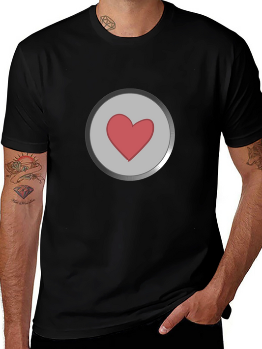 Heart Button Graphic T-Shirt - Black